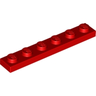 Lego destička 1x6, červená (366621)